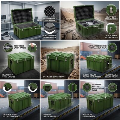 IP67 waterdicht rotomolded gereedschapskist EPDM verzegelde pakking LLDPE draagbare apparatuur opslag voor Marine Outdoor Field Service