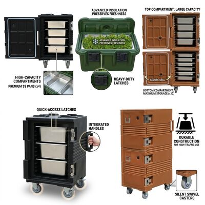 Plastic geïsoleerde voedseldrager 25L lichtgewicht rotomolded thermische doos Compact catering container