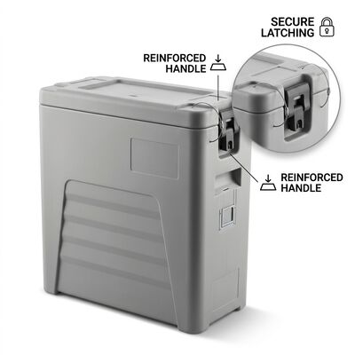 Voorladen 50L Geïsoleerde voedselcontainer met nylon slotjes Rotomolded Catering Box