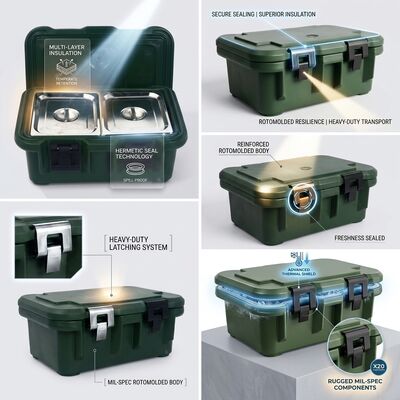 Waterdichte militaire voedseltransportbox van 60 liter voor defensie-inkooplogistiek