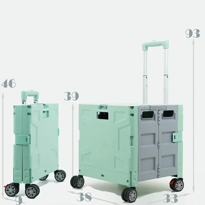 6 wielen die Plastic Boodschappenwagentje met Seat Mini Folding Hand Luggage Cars beklimmen