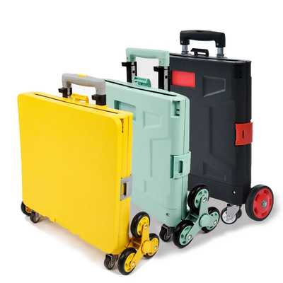 6 wielen die Plastic Boodschappenwagentje met Seat Mini Folding Hand Luggage Cars beklimmen