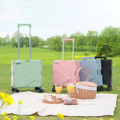 6 wielen die Plastic Boodschappenwagentje met Seat Mini Folding Hand Luggage Cars beklimmen