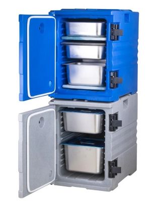 Blauw geïsoleerde voedselpan drager Nylon handgrepen