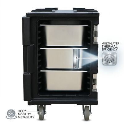 Voedselpan Warmer en koeler 55L Dual-Mode Thermo-elektrische geïsoleerde drager Actieve temperatuurcontrole DC
