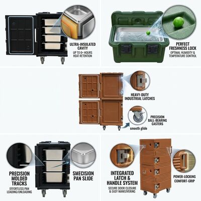 Geïsoleerde voedselbezorgingskist 72L Rotomolded thermische transportcontainer met manipulatiebestendige deksel systeem
