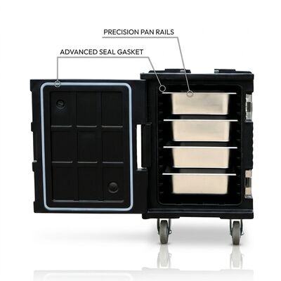 Geïsoleerde cateringbox 28L compacte rotatiegegoten cateringbox Thermische bezorgbox voor voedselcontainers