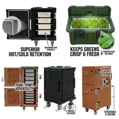 Geïsoleerde cateringbox 28L compacte rotatiegegoten cateringbox Thermische bezorgbox voor voedselcontainers