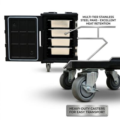 82L geïsoleerde voedselpandrager, rotatiegegoten thermische doos voor catering van warm en koud voedseltransport