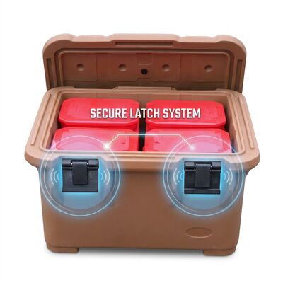 Voorladen 50L Geïsoleerde voedselcontainer met nylon slotjes Rotomolded Catering Box