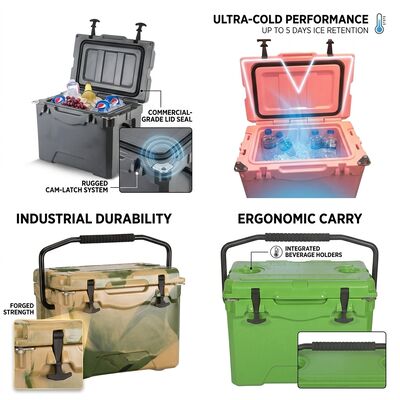 80L Rotomolded Koelbox met Wielen, Heavy Duty IJskist, Lange Ijsretentie, Trekhendel, Vissen