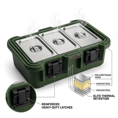 25L Militaire geïsoleerde voedselcontainers Draagbare GN Pan Carrier Warme maaltijden bezorgen Leger Veldvoeding