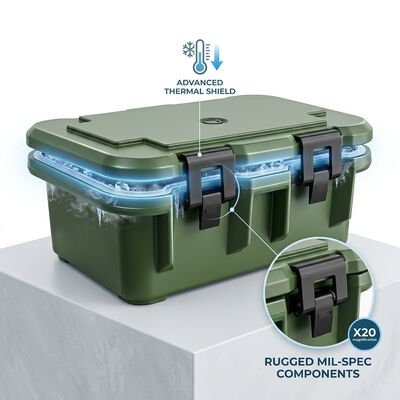 30L Militaire Geïsoleerde Voedselcontainers Heavy Duty Dubbele Wand Hete Voedselpan Carrier Basisvoorziening