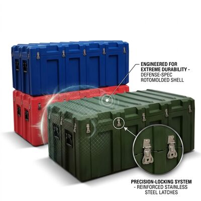 Gelede 1200 mm rotatiegegoten gereedschapskist IP65 waterdichte lange apparatuur transportkoffer LLDPE militair
