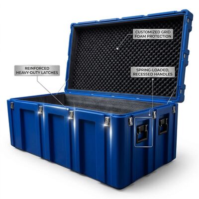 Gelede 1200 mm rotatiegegoten gereedschapskist IP65 waterdichte lange apparatuur transportkoffer LLDPE militair