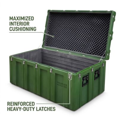 Gelede 1200 mm rotatiegegoten gereedschapskist IP65 waterdichte lange apparatuur transportkoffer LLDPE militair