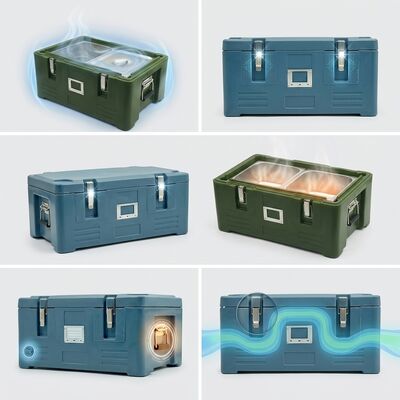 Front-Loading Insulated Food Carrier 90L Rotomolded Thermal Box Four Casters GN Pan Storage 635x460x640mm