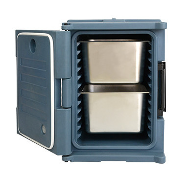 Blauwe koelvoedselcontainer met afneembare deksel met vierwielbasis / lichtgewicht ontwerp