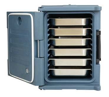Blauwe koelvoedselcontainer met afneembare deksel met vierwielbasis / lichtgewicht ontwerp