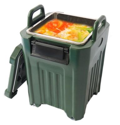 Drop-in geïsoleerde voedselpandrager van 25 liter Lichtgewicht rotatiegegoten GN-pantransportbox voor kleine catering