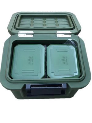 Verlengde retentie 55L geïsoleerde voedseltransportcontainer Rotogevormde catering thermobox met dubbele toegang